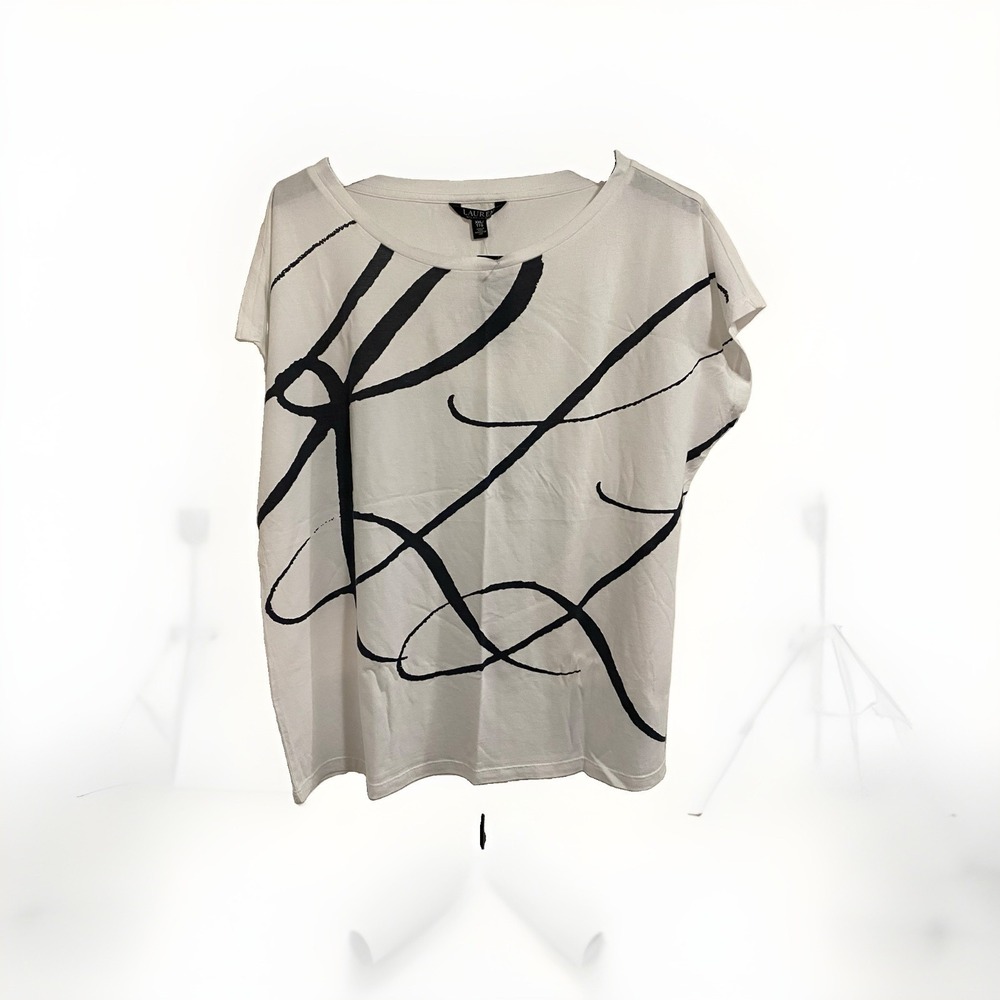 Ralph Lauren Monochrome White/Black Logo Sleeveless Summer Top Size XXL NWT